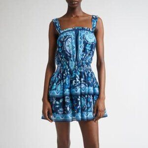 Ramy Brook Alicia Mixed Print Cotton Mini Dress Size XXL Spring Navy Maya Combo